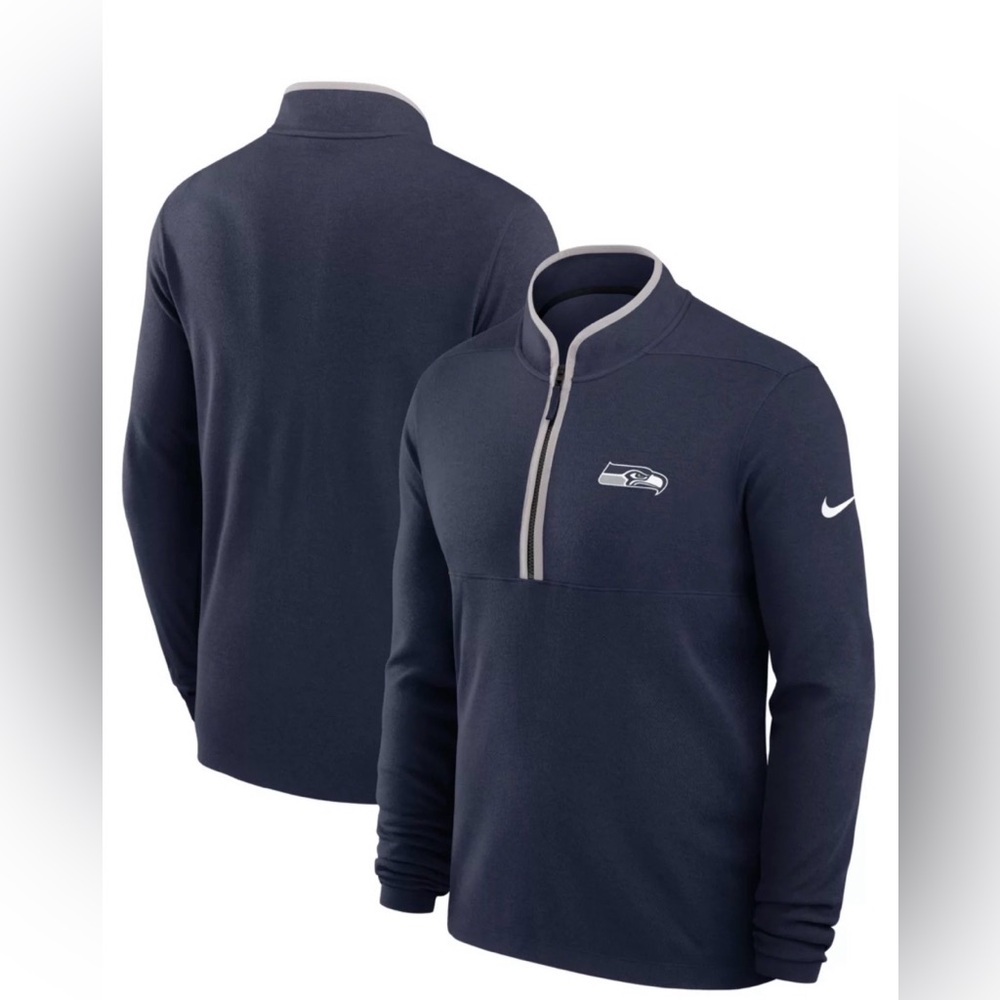Nike Men's Seattle Seahawks Navy Victory Half-Zip Pullover Jacket, Size Small